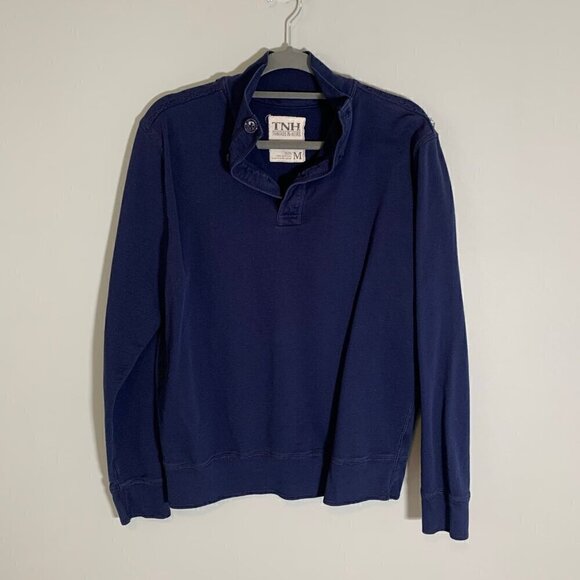 TNH Threads & Heirs blue collared quarter button pullover lightweight sweater - Picture 1 of 11